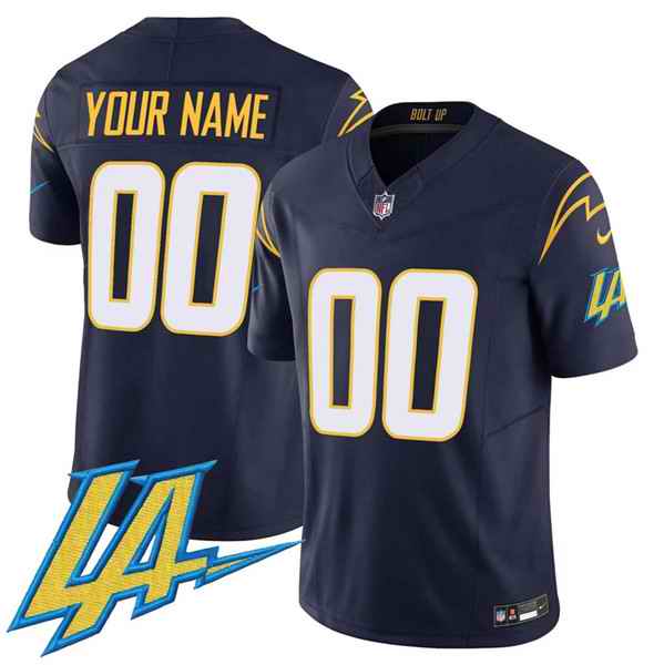 Men's Los Angeles Chargers Customized Navy 2024  V2 Limited Stitched Football Jersey